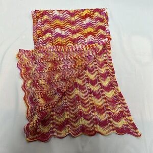 Missoni Preloved Authentic Fuchsia and Yellow Signature Chevron Knit Scarf